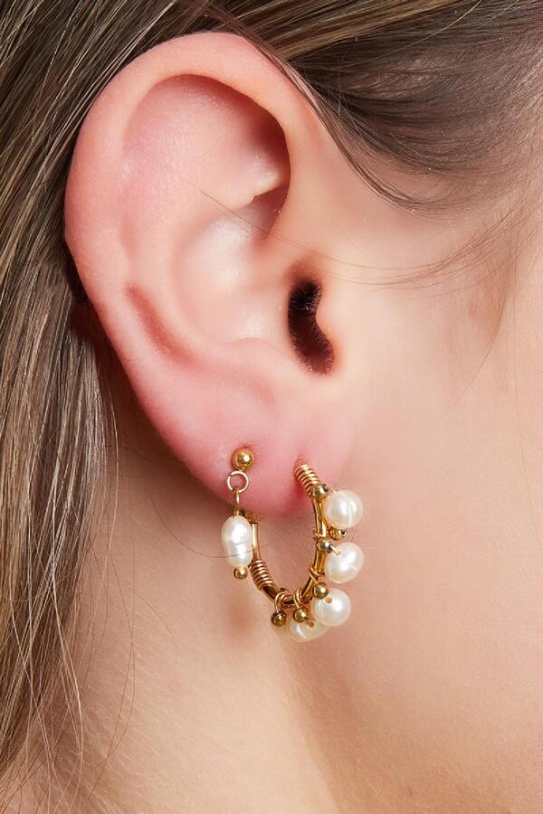 Stainless steel earrings halfround hoop pearl